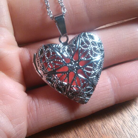 Openable Heart Stainless Steel Pendant Necklace - Picture 15 of 15